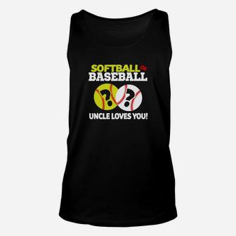 Gender Reveal For Uncle Softball Or Baseball Unisex Tank Top | Crazezy