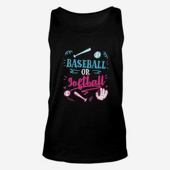 Gender Reveal Party Gift Baseball Softball Dad Mom Unisex Tank Top | Crazezy AU