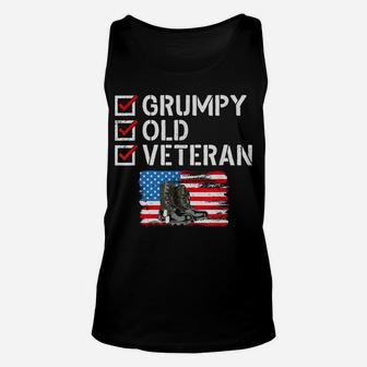 Grumpy Old Veteran Patriotic American Military Veteran Flag Unisex Tank Top | Crazezy