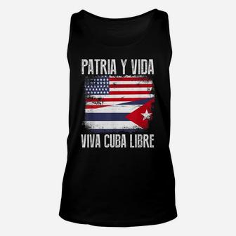 Half American Cuban Flag Vintage Cuba Men Women Unisex Tank Top | Crazezy CA