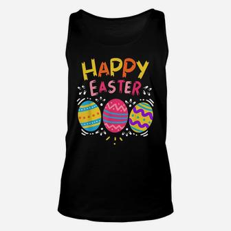 Happy Easter Day Colorful Dye Egg Hunting Cute Shirt Unisex Tank Top | Crazezy