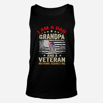 I Am A Dad Grandpa And A Veteran-Funny Veterans Day Usa Flag Unisex Tank Top | Crazezy