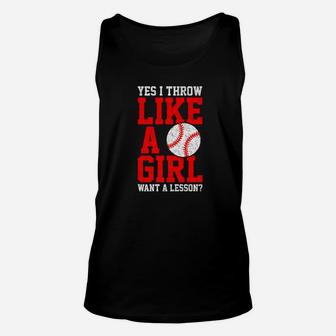 I Know I Play Like A Girl Softball Gift Want Lesson Unisex Tank Top | Crazezy