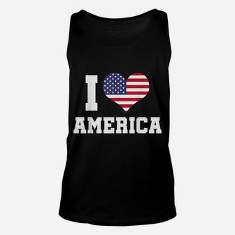 I Love America Heart Flag States 4Th Of July Unisex Tank Top | Crazezy UK