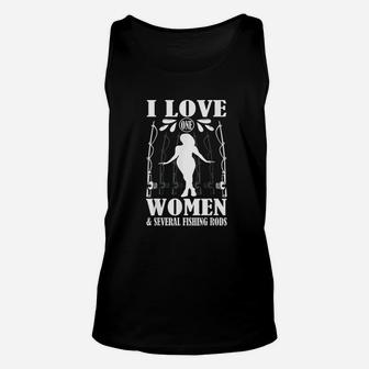 I Love One Women And Several Fishing Rod Unisex Tank Top | Crazezy