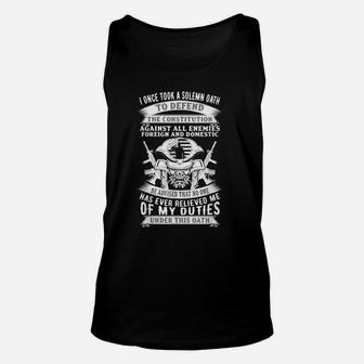 I Once Took A Solemn Oath To Defend The Constitution Veteran Unisex Tank Top | Crazezy CA