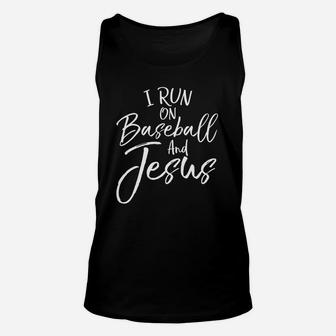 I Run On Baseball And Jesus Cool Christian Tee For Boy Unisex Tank Top | Crazezy AU