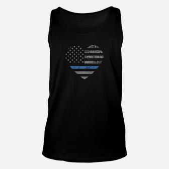 I Support The Thin Blue Line Heart Flag Sweatshirt Unisex Tank Top | Crazezy