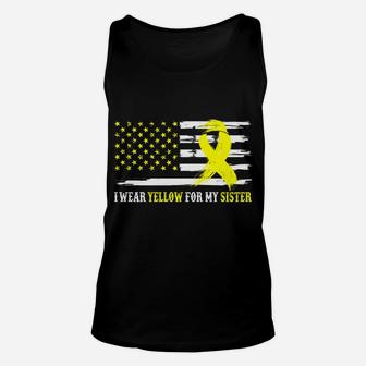 I Wear Yellow For My Sister Spina Bifida Awareness Month Unisex Tank Top | Crazezy