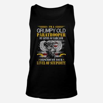 I'm A Grumpy Old Paratrooper Flag Tshirt, Veterans Day Gift Unisex Tank Top | Crazezy