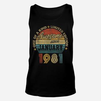 January 1981 Vintage 40 Years Old Retro 40Th Birthday Gift Unisex Tank Top | Crazezy