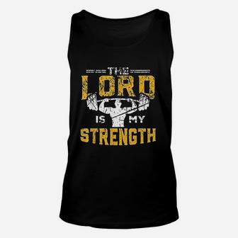 Jesus Workout The Lord Is My Strength Christian Gym Unisex Tank Top | Crazezy