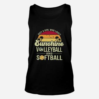 Just A Girl Who Loves Sunshine Volleyball And Softball Unisex Tank Top | Crazezy