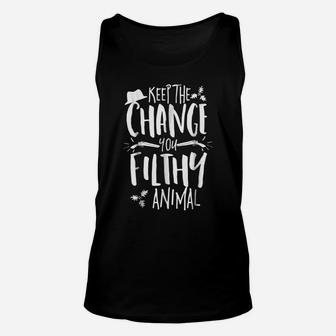 Keep The Change You Filthy Animal Christmas Shirt Alone Home Unisex Tank Top | Crazezy