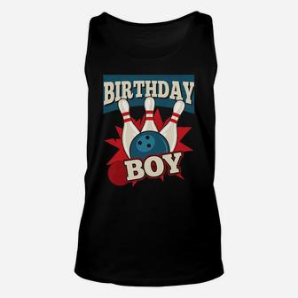 Kids Birthday Boy Cool Bowler Party Bowling Red Blue Theme Unisex Tank Top | Crazezy