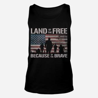 Land Of The Free Because Of The Brave American Flag Sweatshirt Unisex Tank Top | Crazezy CA