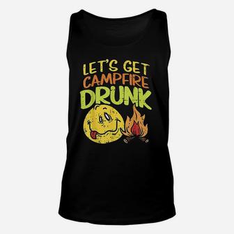 Lets Get Campfire Drunk Camping Drinking Team Camper Gift Unisex Tank Top | Crazezy