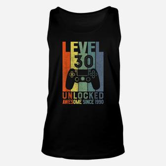 Level 30 Unlocked Awesome Since 1990 30 Birthday Gift Unisex Tank Top | Crazezy