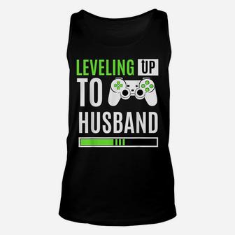 Leveling Up To Husband Gaming Gender Reveal Announcement Unisex Tank Top | Crazezy