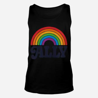 LGBTQ Ally Pocket Retro Vintage Gay Pride LGBT Rainbow Flag Unisex Tank Top | Crazezy