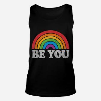 Lgbtq Be You Gay Pride Month Lgbt Rainbow Flag Retro Vintage Unisex Tank Top | Crazezy