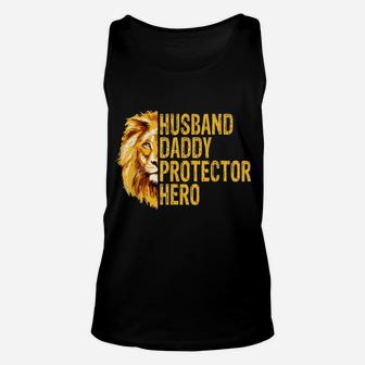 Lion Dad Funny Husband Daddy Protector Hero Fathers Day Unisex Tank Top | Crazezy AU