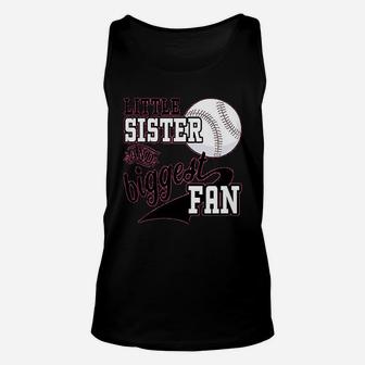 Little Sister And Biggest Fan Baseball Family Fan Unisex Tank Top | Crazezy CA