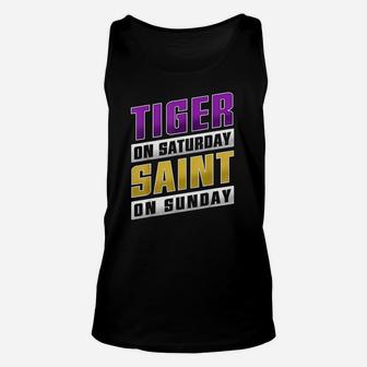 Louisiana Football Tiger On Saturday Saint On Sunday Unisex Tank Top | Crazezy UK