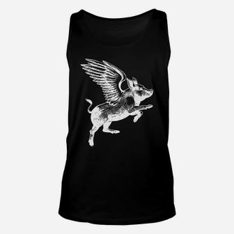 Love Pig Flying Winged Pigs Unisex Tank Top | Crazezy