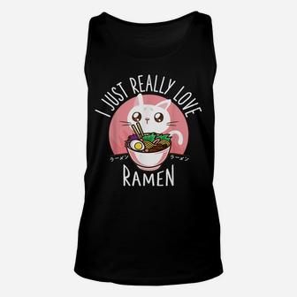 Love Ramen Japanese Noodles Kawaii Anime Cat Gifts Unisex Tank Top | Crazezy AU