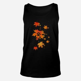 Maple Leaf Flying Paw Dog Autumn Leaves Season Collection Unisex Tank Top | Crazezy