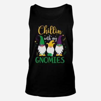 Mardi Gras Chillin With My Gnomies Cute Gnome Carnival Unisex Tank Top | Crazezy UK