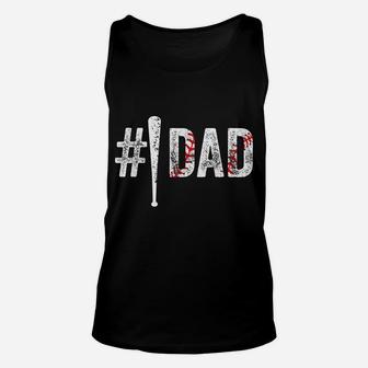 Mens 1 Dad T Shirt Number One Daddy Gift From Son Baseball Lover Unisex Tank Top | Crazezy UK