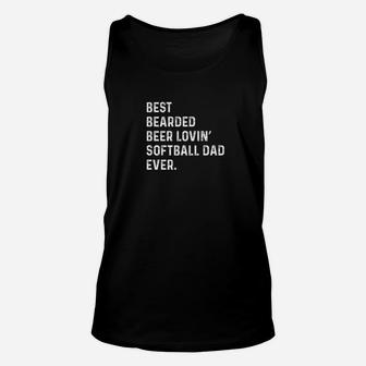 Mens Best Bearded Beer Lovin Softball Dad Fathers Day Gift Premium Unisex Tank Top | Crazezy AU