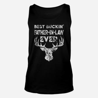 Mens Best Buckin' Father-In-Law Ever Deer Hunting Fathers Day Unisex Tank Top | Crazezy