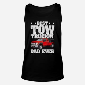 Mens Best Tow Truckin Dad Ever Tow Truck Driver Gift Distressed Unisex Tank Top | Crazezy