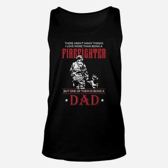 Mens Firefighter Dad & Son T Shirt Daddy Father's Day Christmas Unisex Tank Top | Crazezy