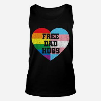 Mens Free Dad Hugs T Shirts Pride Gift Lgbt Rainbow Flag Family Unisex Tank Top | Crazezy DE