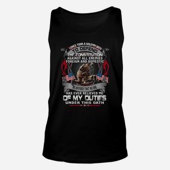 Mens I Once Took A Solemn Oath To Defend The Constitution Veteran Unisex Tank Top | Crazezy