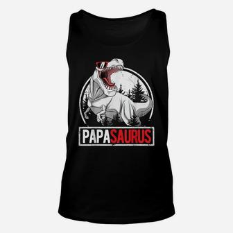 Mens Papasaurus Shirt Men Papa Saurus T-Rex Birthday Party Dad Unisex Tank Top | Crazezy