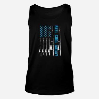 Mens Reel Cool Daddy 4th July Usa Flag Fishing Gift Unisex Tank Top | Crazezy