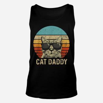 Mens Vintage Cat Daddy Shirt Funny Cat Lover Gift Cat Dad Fathers Unisex Tank Top | Crazezy
