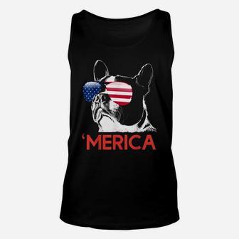 Merica Boston Terrier American Flag 4Th Of July Bostie Unisex Tank Top | Crazezy