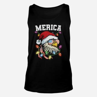 Merica Christmas Usa Flag Patriotic Veteran Santa Bald Eagle Sweatshirt Unisex Tank Top | Crazezy