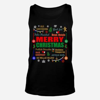 Merry Christmas In Different Languages Xmas Unisex Tank Top | Crazezy