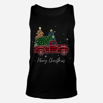 Merry Christmas Leopard Buffalo Truck Tree Red Plaid Unisex Tank Top | Crazezy