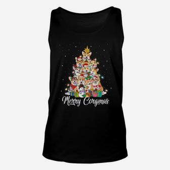 Merry Corgmas Corgi Christmas Tree Fairy Lights Dog Lover Unisex Tank Top | Crazezy DE