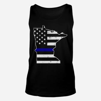 Minnesota Thin Blue Line Police Flag Hoodie Sweatshirt Unisex Tank Top | Crazezy