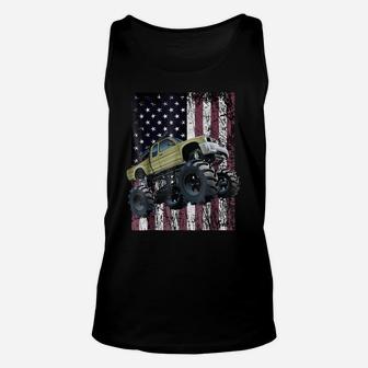 Monster Truck American Flag Racing USA Patriotic Unisex Tank Top | Crazezy