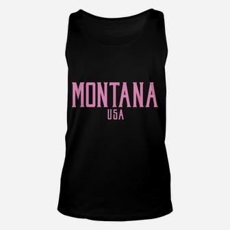 Montana USA Vintage Text Pink Print Unisex Tank Top | Crazezy